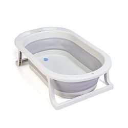 Babyhug Foldable Bath Tub With Printed Cushion - Grey