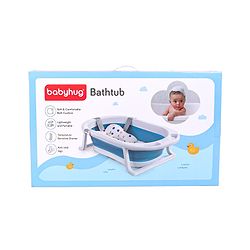 Babyhug Foldable Bath Tub With Printed Cushion - Grey