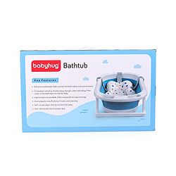 Babyhug Foldable Bath Tub With Printed Cushion - Grey