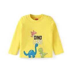 Babyhug Cotton Knit Full Sleeves Night Suit With Dino Print - Yellow