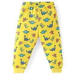 Babyhug Cotton Knit Full Sleeves Night Suit With Dino Print - Yellow