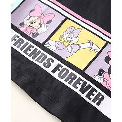 Babyhug Disney Cotton Knit Half Sleeves T-Shirt & Shorts Set With Minnie & Friends Graphics - Black