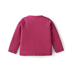 Babyhug Cotton Knit Full Sleeves Night Suit with Unicorn & Heart Print - Dark Pink