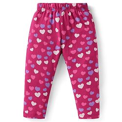 Babyhug Cotton Knit Full Sleeves Night Suit with Unicorn & Heart Print - Dark Pink