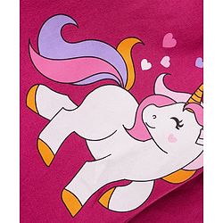 Babyhug Cotton Knit Full Sleeves Night Suit with Unicorn & Heart Print - Dark Pink