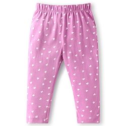 Babyhug Cotton Knit Full Sleeves Night Suit with Giraffe & Heart Print - Lilac