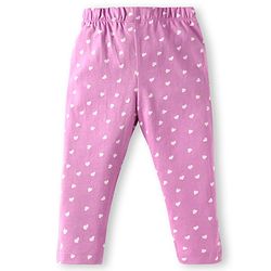 Babyhug Cotton Knit Full Sleeves Night Suit with Giraffe & Heart Print - Lilac