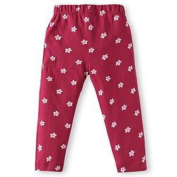Babyhug Cotton Woven Full Sleeves Floral & Bunny Printed Night Suit - Wine