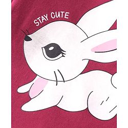Babyhug Cotton Woven Full Sleeves Floral & Bunny Printed Night Suit - Wine