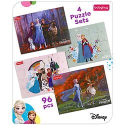 Babyhug Disney 96 pcs 4 in 1 Frozen Princess Jigsaw Puzzle |Montessori Learning and Educational Puzzle for 2-4 Years Kids| Pre-School and Early Learning Gifting Toy| BIS Certified