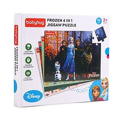 Babyhug Disney 96 pcs 4 in 1 Frozen Princess Jigsaw Puzzle |Montessori Learning and Educational Puzzle for 2-4 Years Kids| Pre-School and Early Learning Gifting Toy| BIS Certified