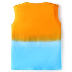 Babyhug Cotton Knit Sleeveless Tank T-Shirt With Vehicle Print - Yellow