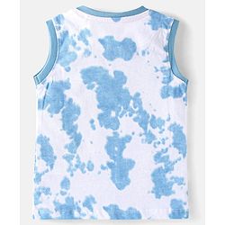 Babyhug Cotton Knit Sleeveless T-Shirt with Lion Graphics - White