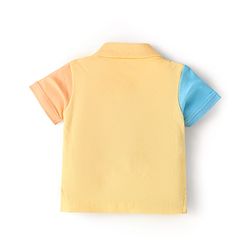 Babyhug Cotton Knit Half Sleeves Cut & Sew Polo T-Shirt with Text Embroidered - Yellow