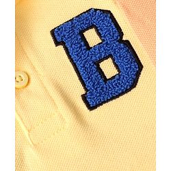 Babyhug Cotton Knit Half Sleeves Cut & Sew Polo T-Shirt with Text Embroidered - Yellow