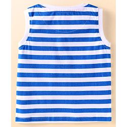Babyhug Cotton Knit Sleeveless Striped Tank T-Shirt With Crab Print - Navy Blue