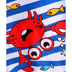 Babyhug Cotton Knit Sleeveless Striped Tank T-Shirt With Crab Print - Navy Blue