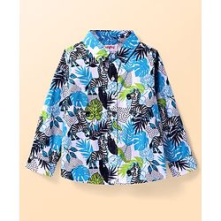 Babyhug Cotton Knit Full Sleeves Shirt with Zebra Print -  White