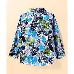 Babyhug Cotton Knit Full Sleeves Shirt with Zebra Print -  White