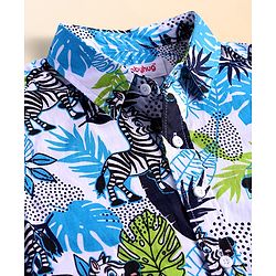 Babyhug Cotton Knit Full Sleeves Shirt with Zebra Print -  White