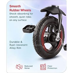 Babyhug Cruise Plug & Play Trike with Mild Steel Frame & Parental Handle Front & Rear Storage Basket with 3 Rubber Wheels with Foldable Foot Rest & Bell - Black