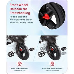 Babyhug Cruise Plug & Play Trike with Mild Steel Frame & Parental Handle Front & Rear Storage Basket with 3 Rubber Wheels with Foldable Foot Rest & Bell - Black