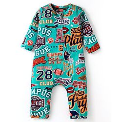 Babyhug 100% Cotton Knit Full Sleeves Romper with  Text Print - Mint Green