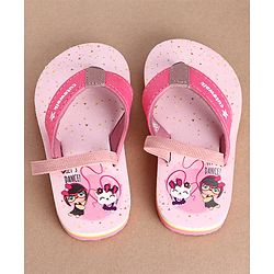 Cute Walk by Babyhug Flip Flops With Cartoon Print & Backstrap Closure  - Pink