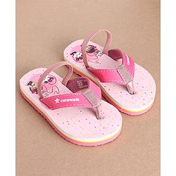 Cute Walk by Babyhug Flip Flops With Cartoon Print & Backstrap Closure  - Pink