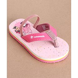Cute Walk by Babyhug Flip Flops With Cartoon Print & Backstrap Closure  - Pink