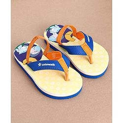 Cute Walk by Babyhug Flip Flops With Turtle Print & Backstrap Closure - Blue