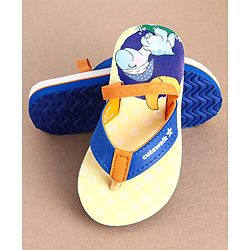 Cute Walk by Babyhug Flip Flops With Turtle Print & Backstrap Closure - Blue