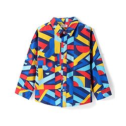 Babyhug Cotton Woven Full Sleeves Abstract Printed Shirt - Navy Blue