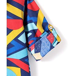 Babyhug Cotton Woven Full Sleeves Abstract Printed Shirt - Navy Blue