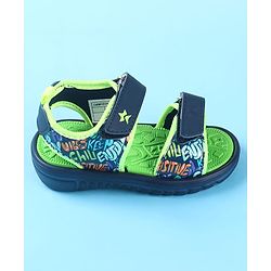 Cute Walk by Babyhug Velcro Closure Sandals with Text Print - Green