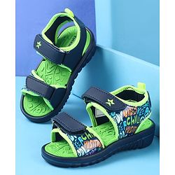 Cute Walk by Babyhug Velcro Closure Sandals with Text Print - Green