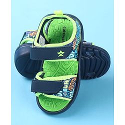 Cute Walk by Babyhug Velcro Closure Sandals with Text Print - Green