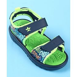 Cute Walk by Babyhug Velcro Closure Sandals with Text Print - Green