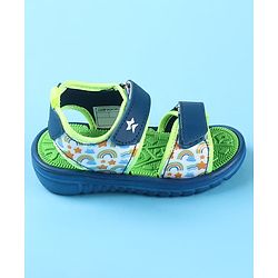 Cute Walk by Babyhug Velcro Closure Sandals with Rainbow Theme Print - Royal Blue