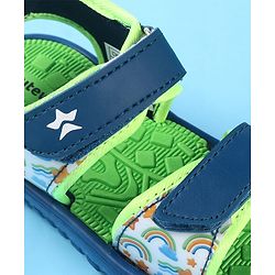 Cute Walk by Babyhug Velcro Closure Sandals with Rainbow Theme Print - Royal Blue