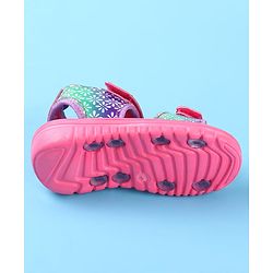 Cute Walk by Babyhug Velcro Closure Sandals with Floral Print - Dark Pink