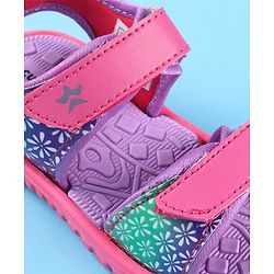 Cute Walk by Babyhug Velcro Closure Sandals with Floral Print - Dark Pink