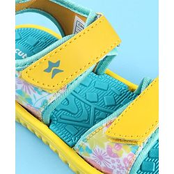 Cute Walk by Babyhug Velcro Closure Sandals with Floral Print - Yellow