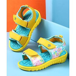 Cute Walk by Babyhug Velcro Closure Sandals with Floral Print - Yellow