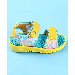Cute Walk by Babyhug Velcro Closure Sandals with Floral Print - Yellow