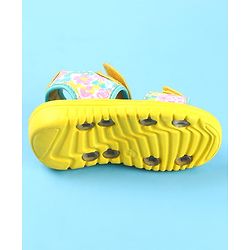 Cute Walk by Babyhug Velcro Closure Sandals with Floral Print - Yellow