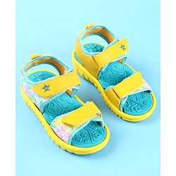 Cute Walk by Babyhug Velcro Closure Sandals with Floral Print - Yellow
