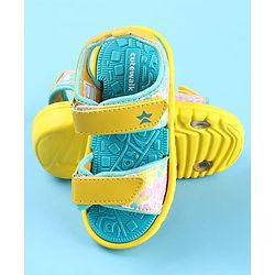 Cute Walk by Babyhug Velcro Closure Sandals with Floral Print - Yellow