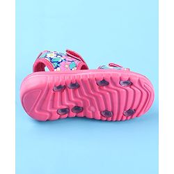 Cute Walk by Babyhug Velcro Closure Sandals with Floral Print - Dark Pink