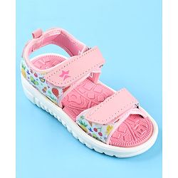 Cute Walk by Babyhug Velcro Closure Sandals with Floral Print -  Pink